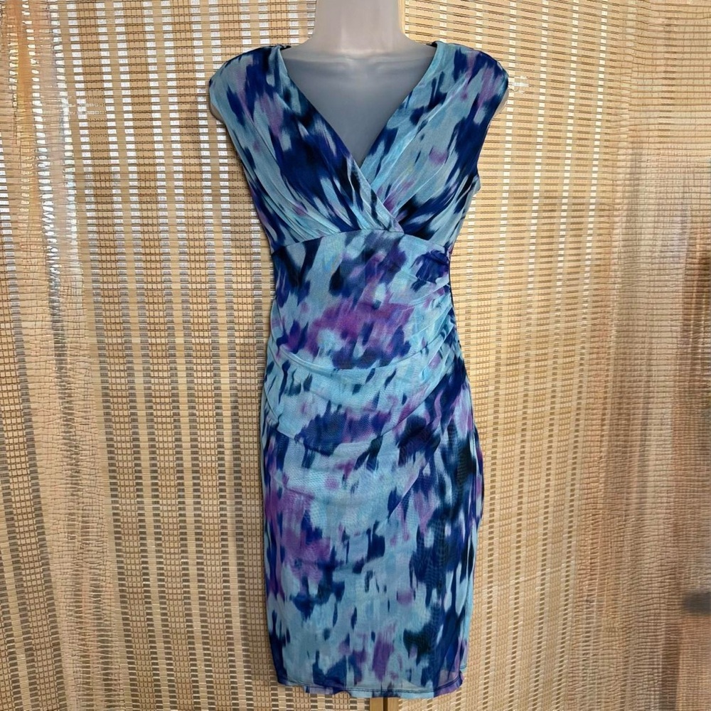 London Times Blue and Purple Midi Dress
